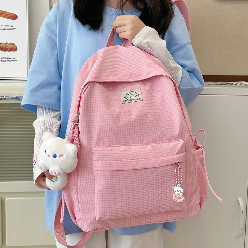Schoolbag small fresh student schoolbag female Japanese cute solid color simple primary and secondary school student backpack leisure travel backpack