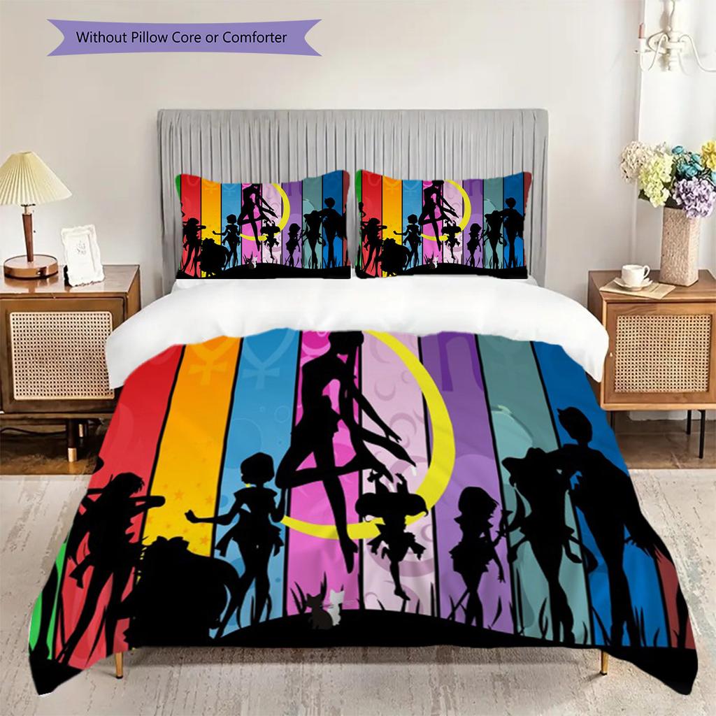 Cute cartoon theme Sailor Moon Tsukino Usagi cartoon comfortable home duvet cover and pillowcase (1 * duvet cover+2 * pillowcase, without core)A4