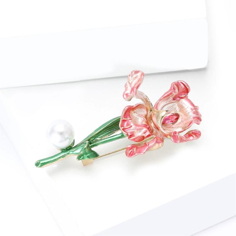 Vintage Irises Flower Brooch Elegant Enamel Jewelry Accessory For Women Men Casual Outfit Party Wear Gift