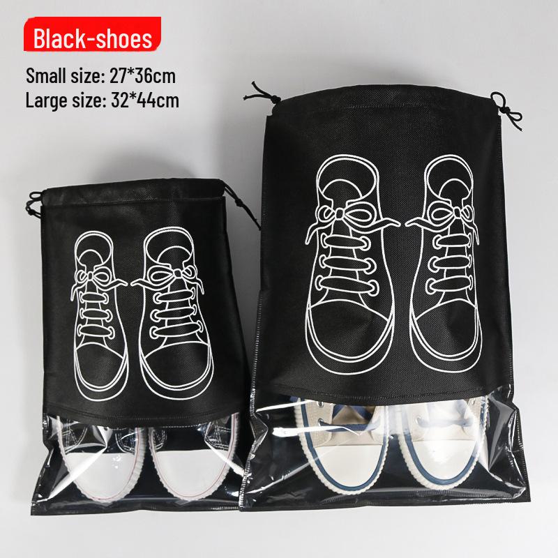 Thickened Transparent Non-Woven Drawstring storage bag for Shoes, Toys, and Travel - Dustproof and Spot-Free.