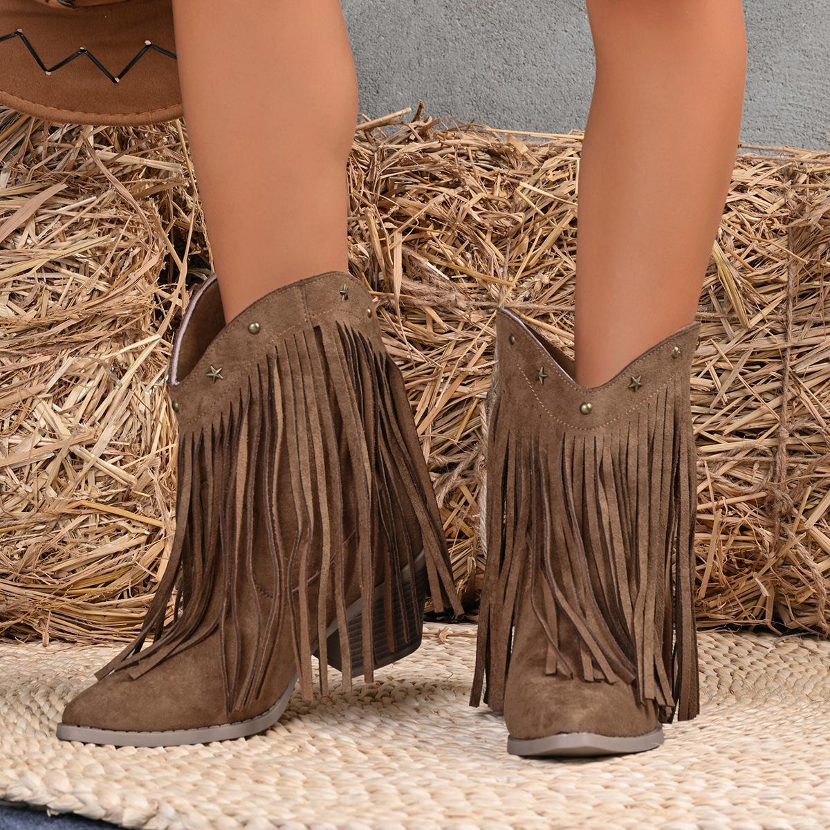 Pointed Thick Heel Western Cowboy Short