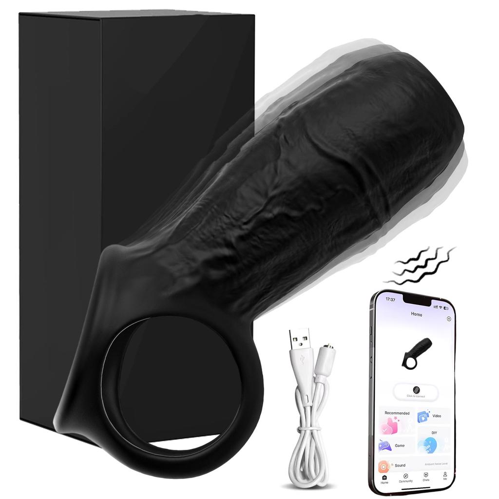 App Control Vibrating Penis Sleeve Cock Ring Penis Extender for G Spot Clitoris Vibrator Stimulation Adult Sex Toy for Men Delay Ejaculation Wearable