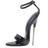 Fashion FHC 18CM Thin Metal High Heels Sandals,Women Sexy Fetish Summer Shoes,Man Cosplay Stage Show ,Ankle Strap,Black,Custom Colors