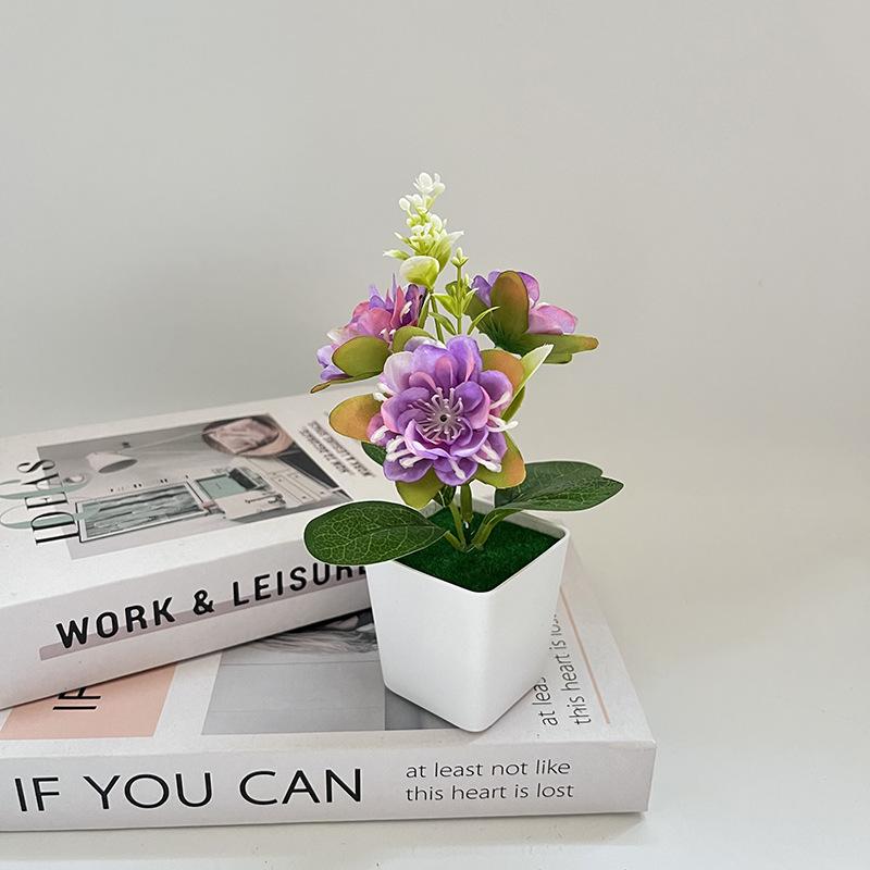 Miniature Chrysanthemum Bonsai Prop - Artificial Flower Decoration for Photography