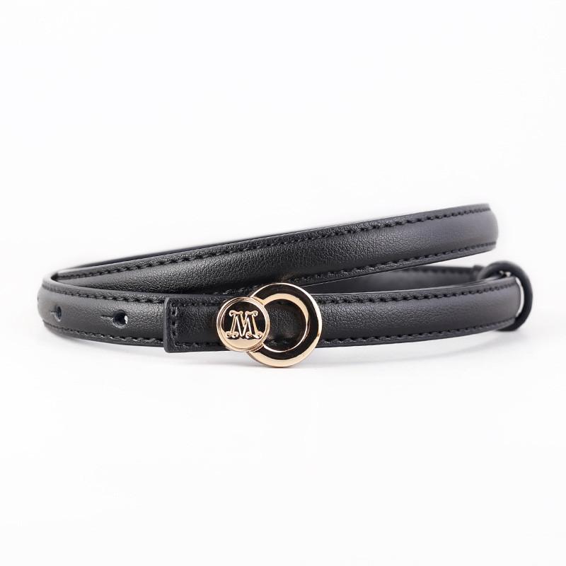 

Leather Belt For Women With Silver Buckle Casual Office Fashion Accessory чёрный