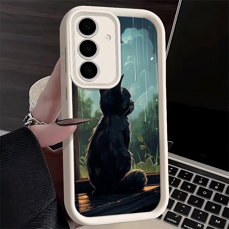 Phone Case for Samsung Galaxy S26 S25 Ultra S24 FE Healing Sense Cat Rain Shell S23 Plus S22 + S21 S20 5G Soft Silicone Funda