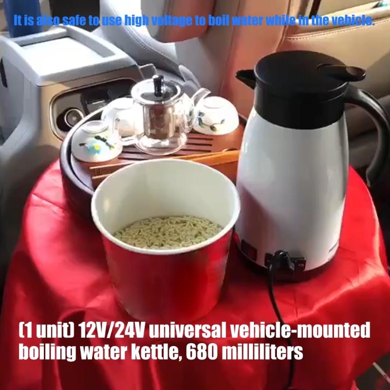 12V 24V Car Electric Kettle 680ml Fast Boil Heating Cup Heated Water Cup For Long Journeys Commuting Convenience