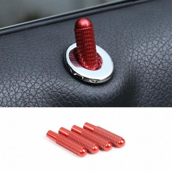 Fit For Benz GLK 2009 2010-2015 Red Aluminum Inner Door Lock Down Bolt Trim 4PCS