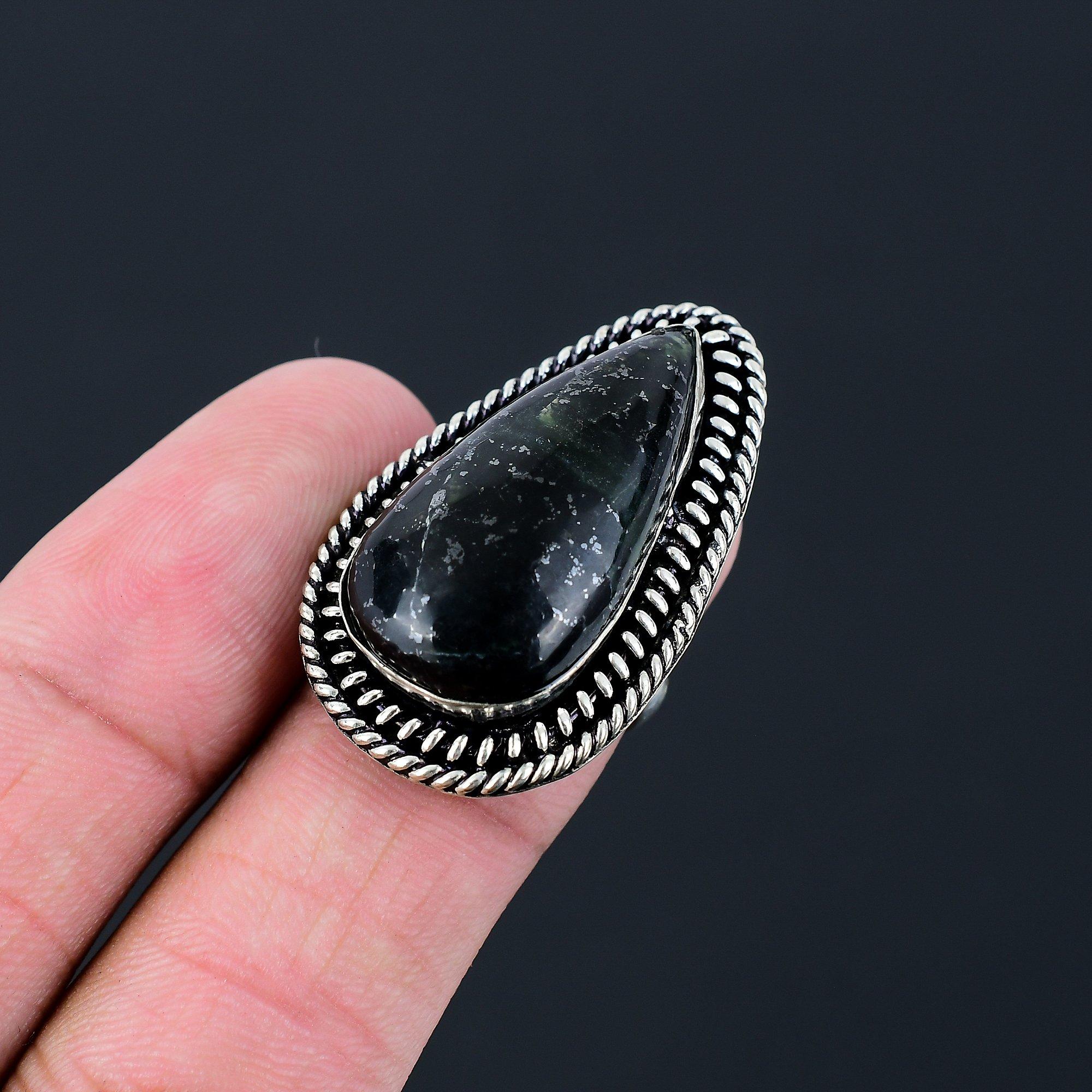 Nepharite Stone Boho Statement Birthday Ring Jewelry 925 Sterling Silver US 6.5 6.5