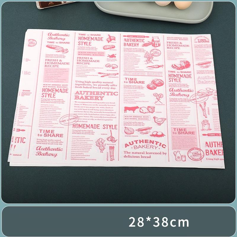 28x38cm Multifunktionale Haushaltsablage Spezielles Papier Kommerzielles Ölbeständiges Pad Papier Cartoon Muster Sandwichverpackung Burger Brot Backblech Papier