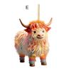Weihnachtskuh-Ornament, Weihnachtsbaum, Cartoon-Hochlandkuh, hängende Dekoration, 2D-Flach-Acryl-Anhänger für Auto-Rückspiegel, Baumdekor