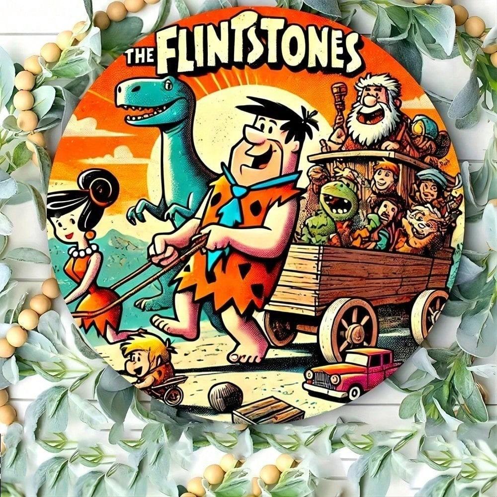 

Vintage Cartoon Flintstones Metal Sign 8x12 Inch Aluminum Tin Retro Wall Art Home Bar Man Cave Decor