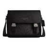 Racer 28 Brand Logo Adjustable Shoulder Strap Coated Canvas Smooth Calfskin Messenger Bag Men Bags Charcoal CT716-QBMI5