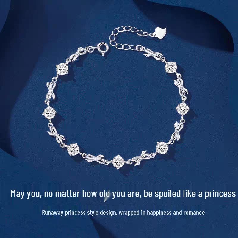 Luxury Sparkling Princess Bow Bracelet - High-End Valentine's Day Gift for Girlfriend