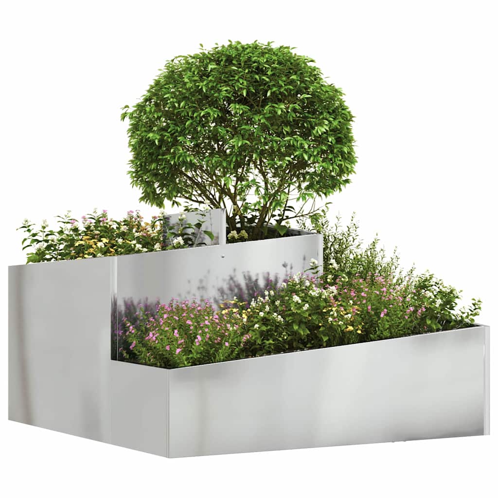 Garden Planter Silver 80 X 80 X 50 Cm Galvanized Steel