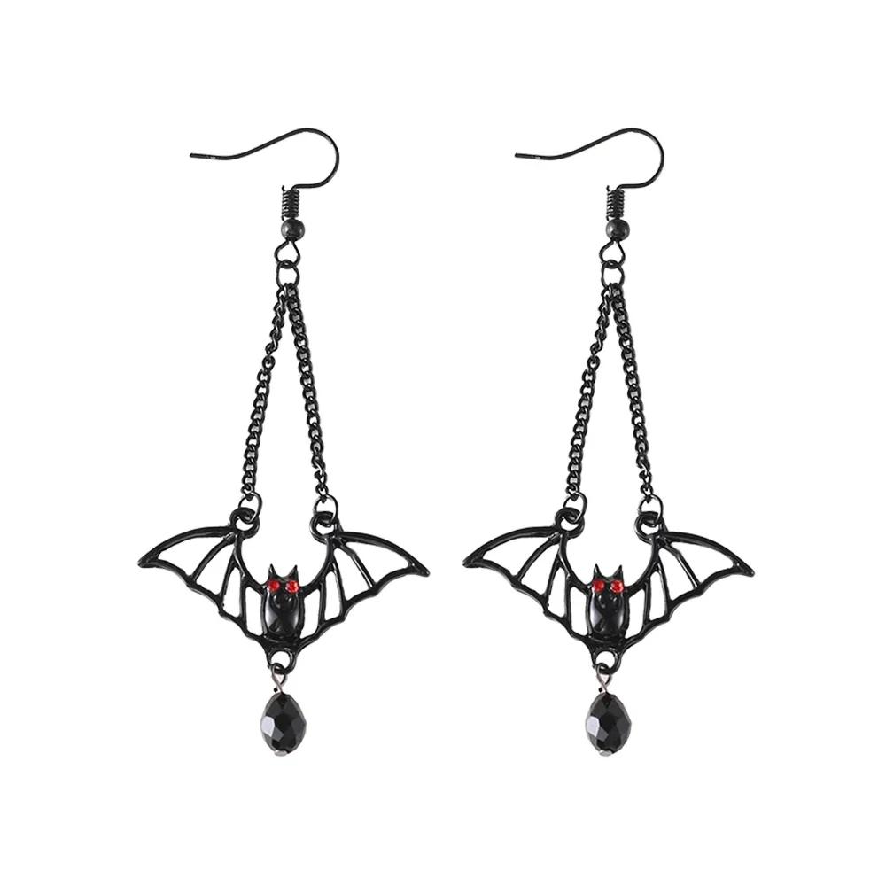 Vintage Gothic Vampire Bat Black Rose Earrings for Women 2025 Creative Holiday Party Personalized Jewelry Halloween Gifts