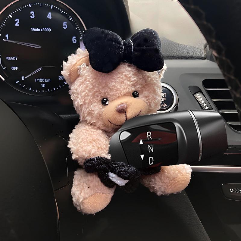 Cute Little Bear Turn Signal Switch Decoration Auto Handle Decorative Plush Doll Car Interior Decoration Wiper Ornament Toy Gift