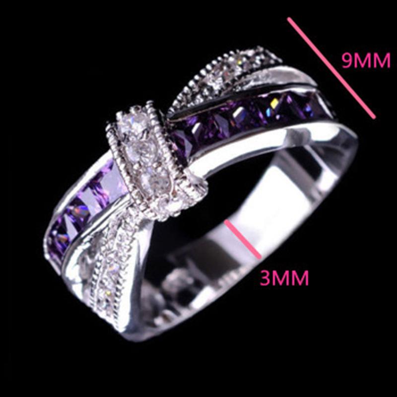 Chenrui Electroplated Amethyst & Diamond Ring: Trendy European & American Women's Jewelry