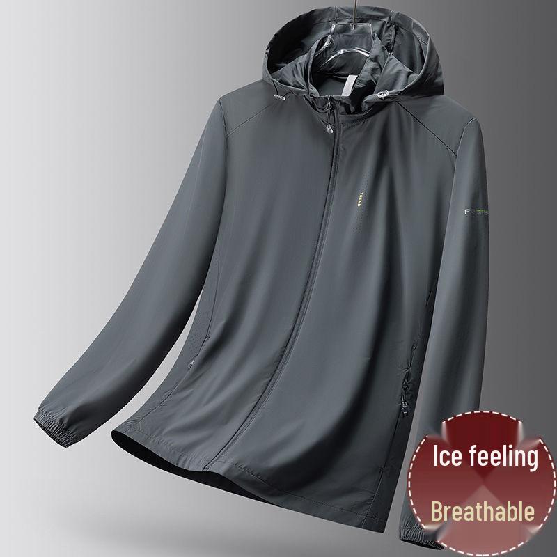 Men's High-End Ice Silk Sun Protection Jacket with Detachable Hood - Breathable, Quick-Drying Outdoor Sports Apparel for Couples