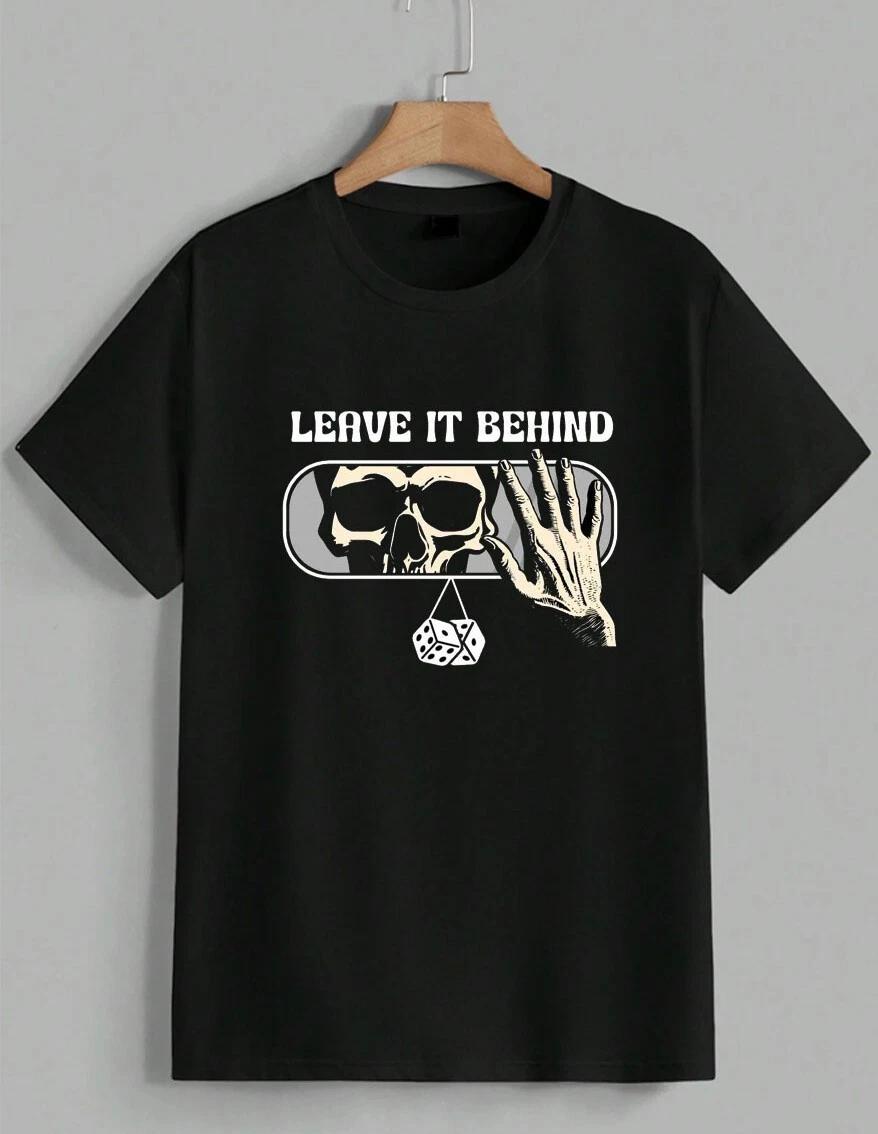 Leave It Behind Skeleton Mirror T-Shirt Vintage Tattoo Art Graphic Tee Unisex XS