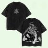 Anime Jujutsu Kaisen Fushiguro Megumi Vintage Washed T Shirt Spring Summer Mens Women Tee Harajuku Streetwear Oversize Top