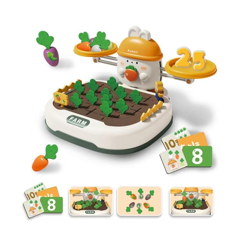 Children's Intelligence 2-in-1 Carrot Pulling Digital Balance Toy Color Cognitive Matching Thinking Training Early Education Toy