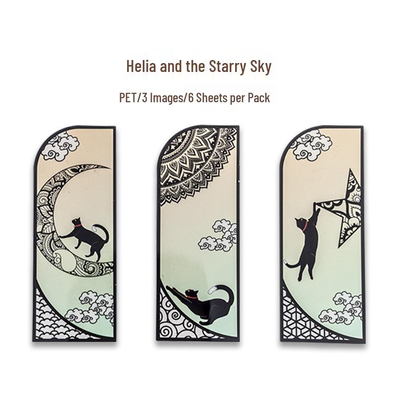 

Hiriya s Daily Life Series: Black Cat PET Bookmark & Literary Planner - Creative Book Clip (6 Styles)