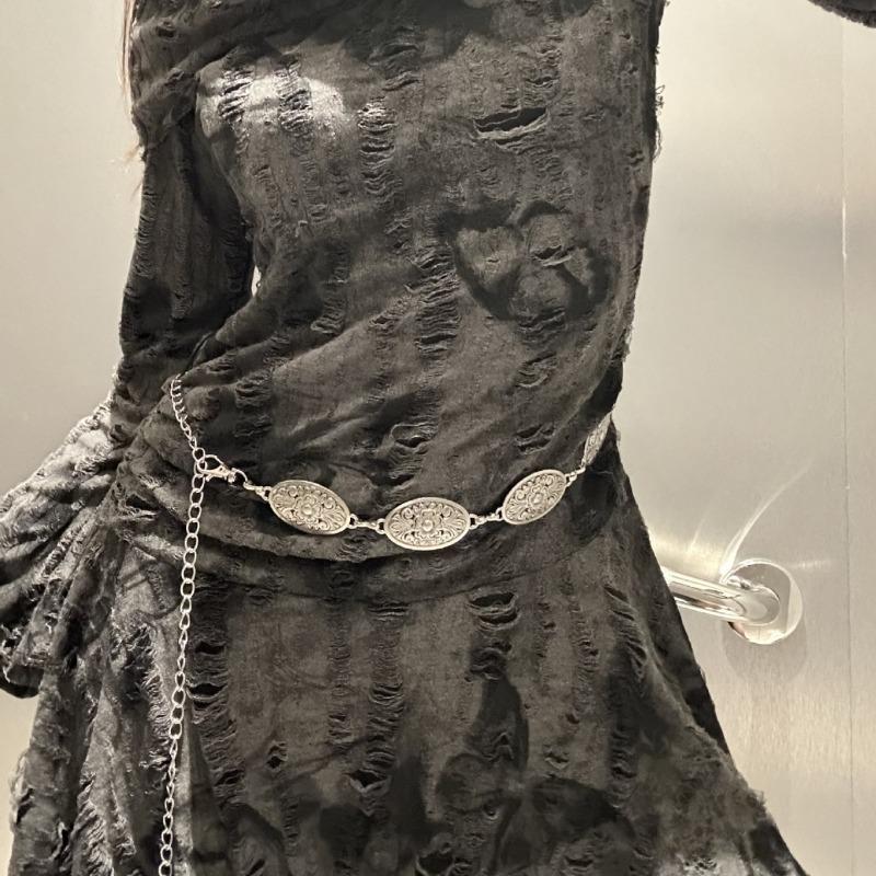 Mei Mary Vintage Carved European and American Style Dress Jeans Versatile Streetwear Fashion Metal Women's Waist Chain