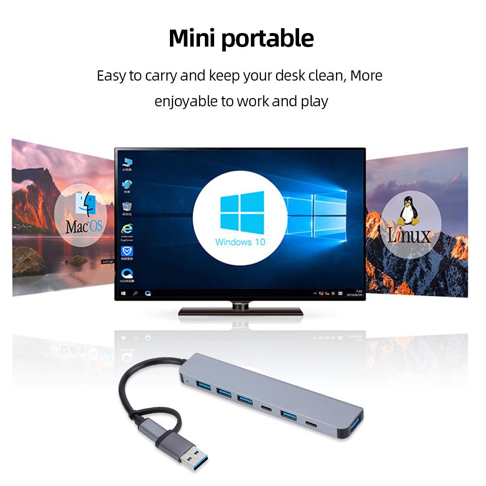 Type-C USB Hub Multi Splitter Adapter Portable USB Hub Expander High Speed Transmission Plug and Play for PC Computer