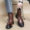 Martin Boots Men's Side Zipper 2026 Spring Fashion Men's Medium Top Short Boots Platform Boots High Top Leather Shoes