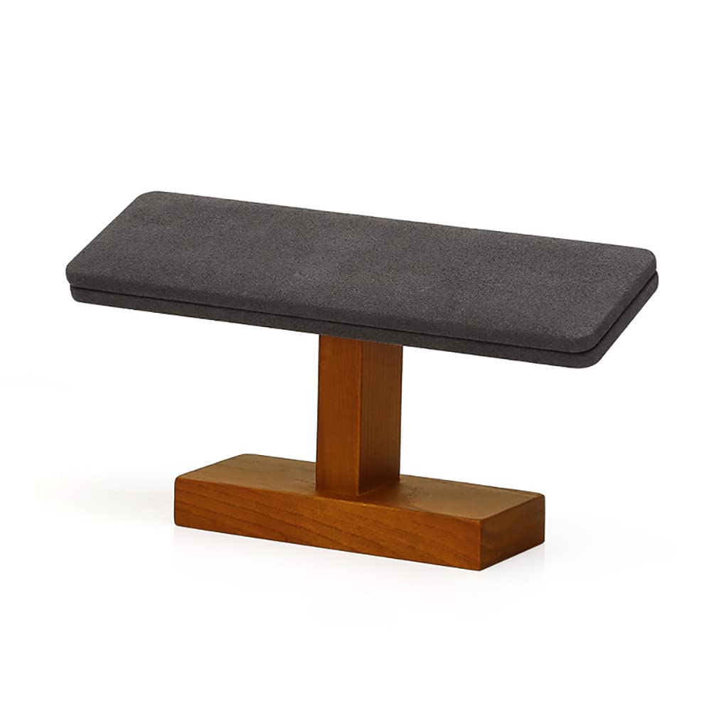Watch stand, watch holder, watch stand with non-slip base, made of natural wood, stylish gray design.