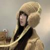 Knit Ear Flap Beanie Cuffed Cuffed Winter Hat Retro Ear Flap Hat  For Women