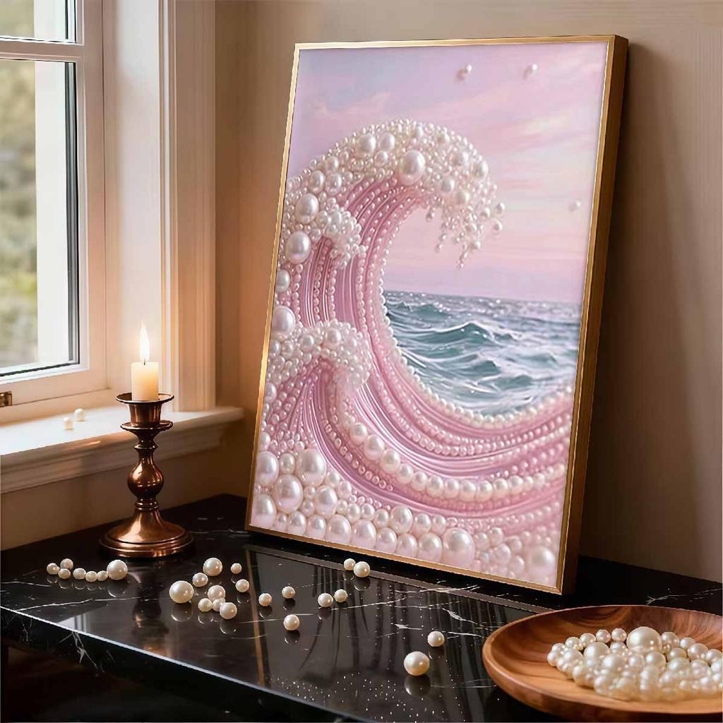 Pearl Wave DIY Diamond Art Kits 15.7x19.6inch Gem Art Diamond Painting Kits Without Frame for Adults Gift Idea Home Wall Decor