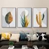 No Framed Abstract Gold Green Leaf Canvas Painting Wall Art Pictures for Living Room Bedroom Wall Home Poster