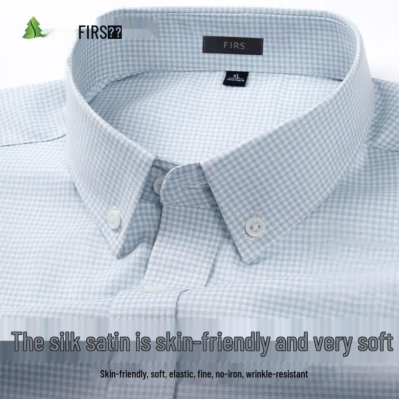 FIRS Men s Summer Satin Mulberry Silk Short-Sleeve Shirt 44/4XL