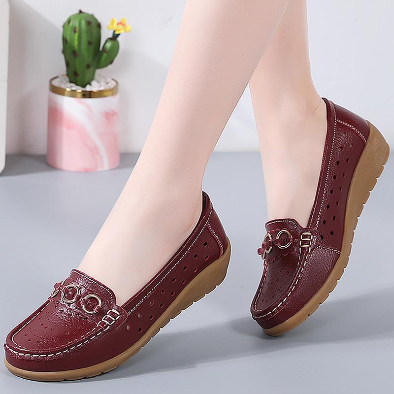 Woman Shoes Breathable Leather Shoes For Women Low Heels Casual  Mujer Elegant Heel Women's Shoes Flats Female Footwear