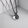Mystical Ba Gua Zircon Necklace for Men Women, Stainless Steel Silver Taoist Pendant, Lucky Jewelry Gift