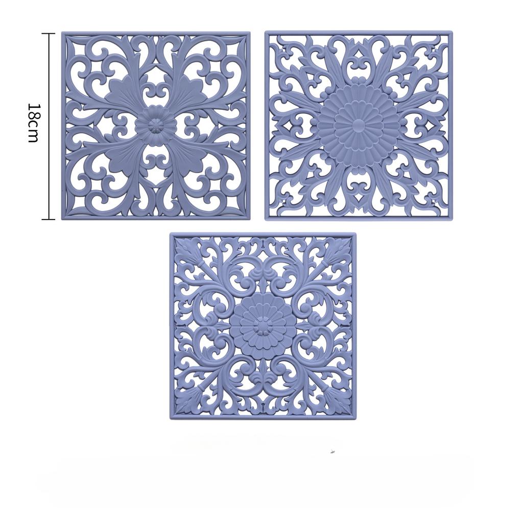 3pcs Silicone Mat Square Hollow Heat Proof Table Mat Kitchen Tableware Mat Modern Home Decoration Desk Pad Dishes Pot Placemat