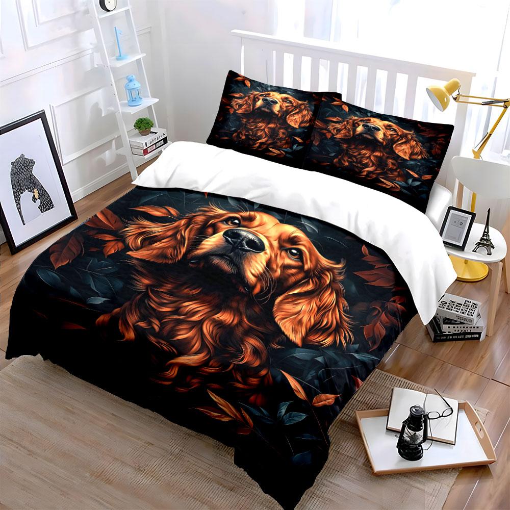 Elegant Dog-Themed Decor Trio Set  Kid'S And Adults' Bedroom Decor, Exquisite Three-Piece Bedding Set Gift