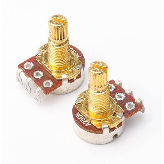 Swhmc 5PCS Guitar Potentiometers A250k Split Shaft Taper Pots Audio Tone Switch Control for Electric Bass Guitar