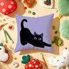 Little Black Cat Cushion Cover Soft Short Plush DoubleSided Printing Home Decor Machine Washable Pillow Case Gift