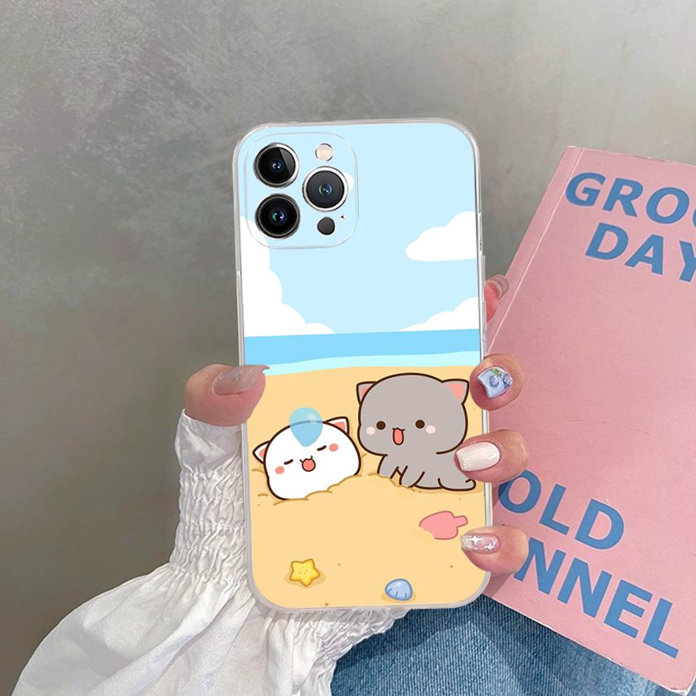 Cartoon Cute Cats TPU Silicone Case for IPhone 11 12 13 14 15 16 17 Pro Max Shockproof Clear Back Cover