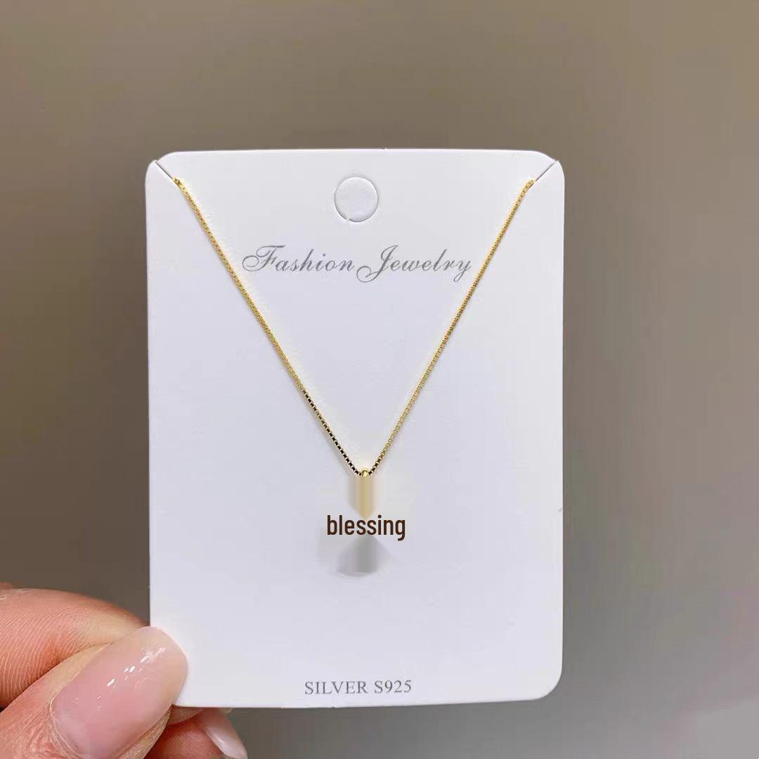 

Elegant s925 Sterling Silver Chinese Fu Pendant Clavicle Necklace for Women - Double-Sided Light Luxury Accessory 925 Silver