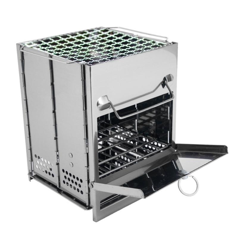 Portable Foldable Wind-proof Wood Burnings Stove Stainless Steel Alcohol Stove