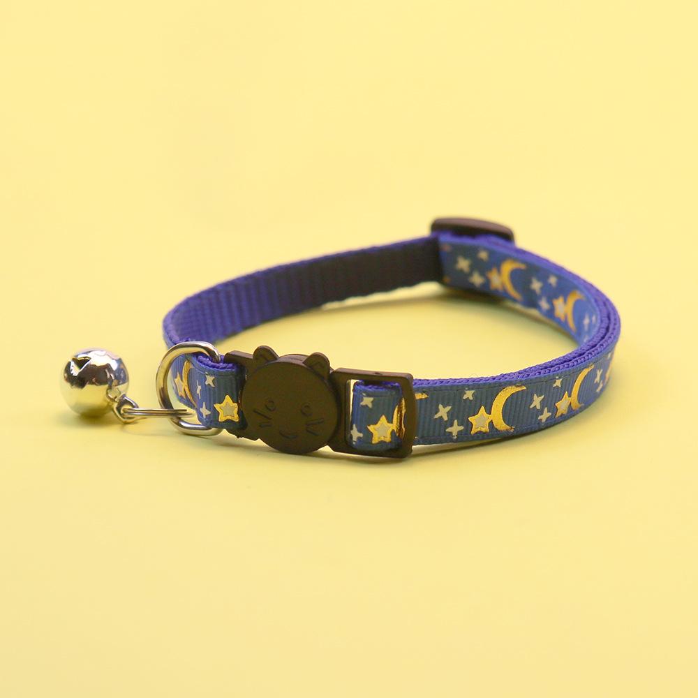 Moon Print Buckle Bell Collar for Cats and Small Dogs - Cute and Durable