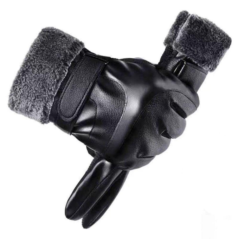 Thick Velvet Male Windproof Gloves Keep Warm Motorcycle Full Finger Mittens Driving
