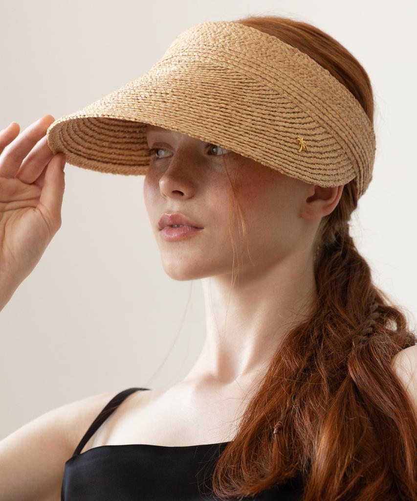 Tatiana Muted Natural Raffia Sun Visor Ht8177 Natural Beige