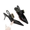 Single-strap, buckle-fastening high-heeled open-toe pointed-toe sandals—sexy and elegant, perfect for the office or a party