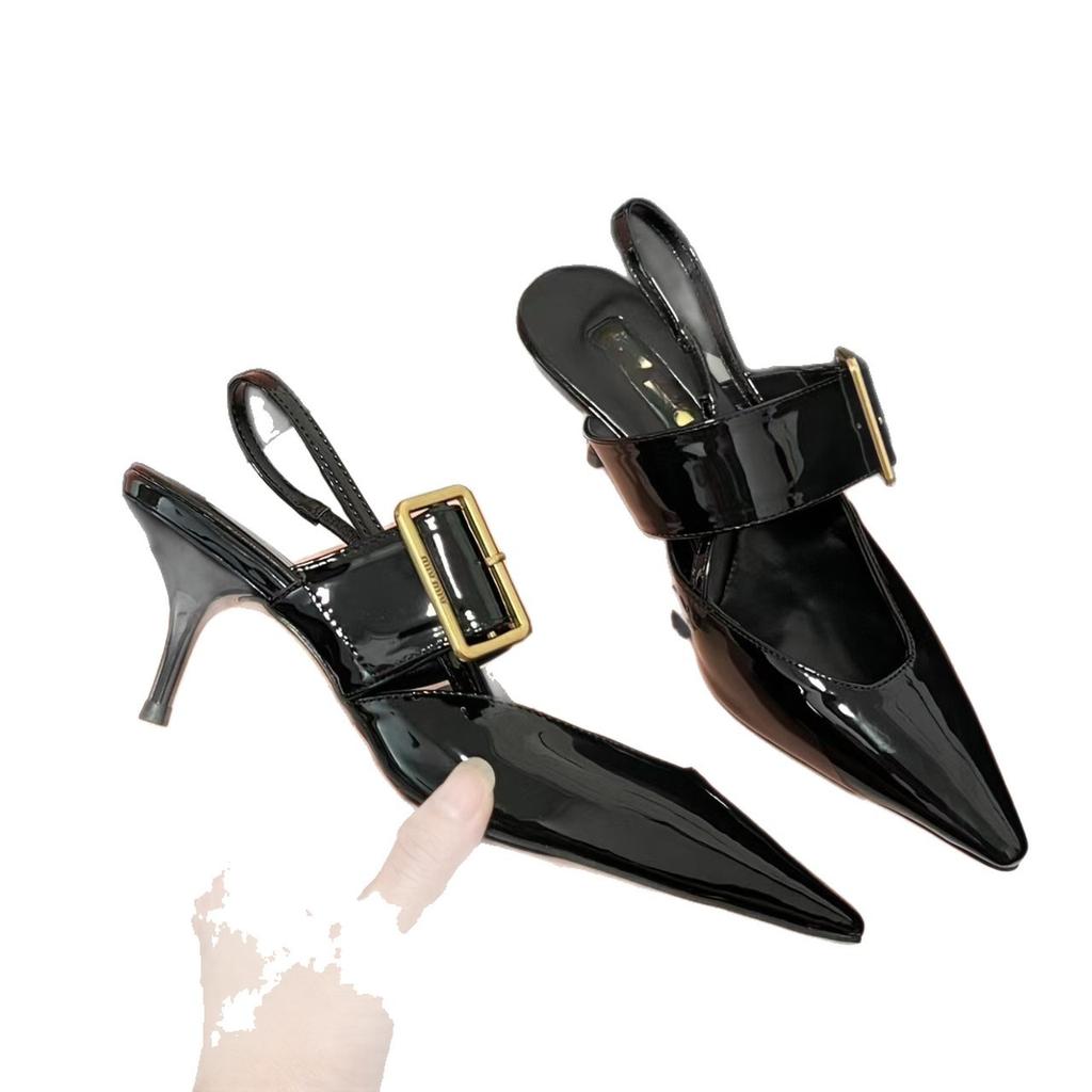Single-strap, buckle-fastening high-heeled open-toe pointed-toe sandals—sexy and elegant, perfect for the office or a party