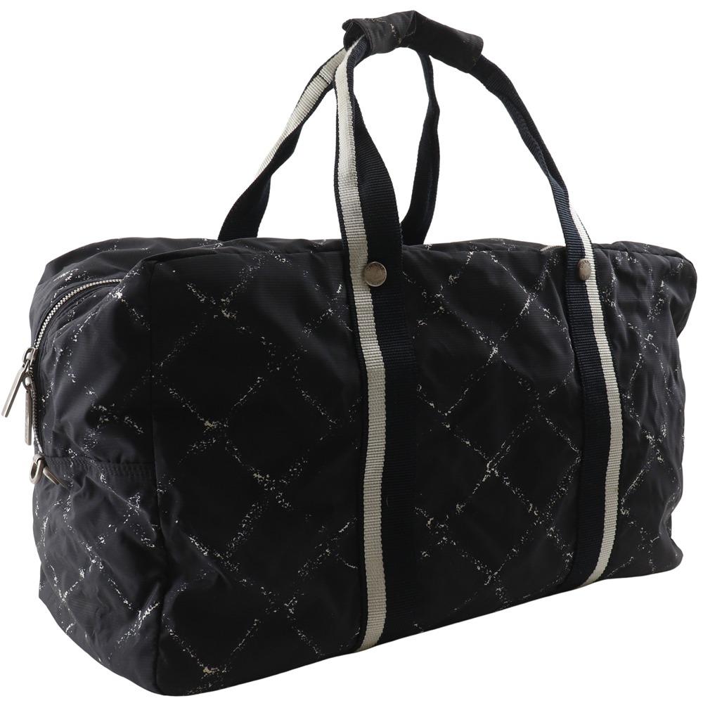 CHANEL Travel line Boston bag black Nylon canvas Women Used
